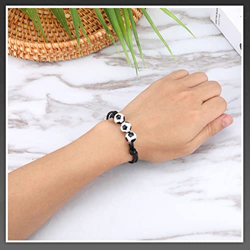 20 Pcs Soccer Charm Bracelets Soccer Party Favors Soccer Wristbands Soccer Beads Bracelet Adjustable Inspirational Sport Ball Accessories Bracelet For Teens Adults Team Birthday Party Graduation Gifts #TOP1