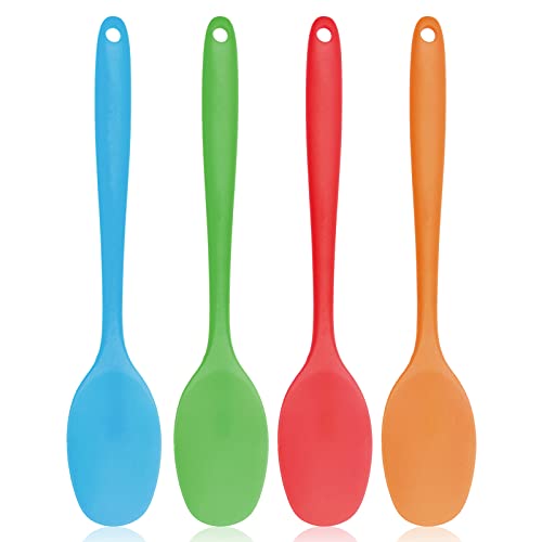 Kuou 4-Piece Silicone Spoon Set Heat Resistant Baking Serving Spoons Silicone Cooking Tools