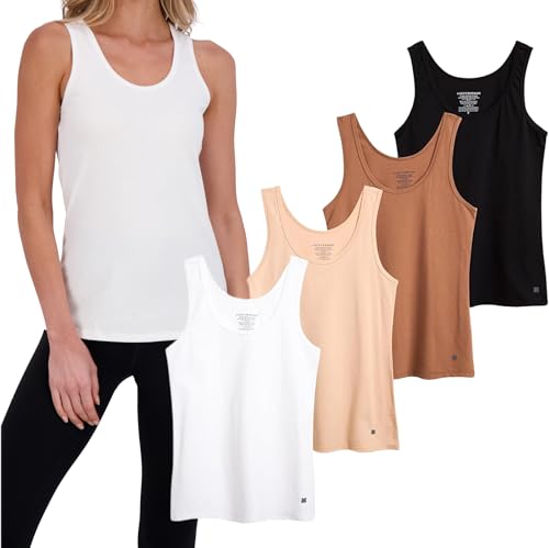 Lucky Brand Women's Tank Top - 4 Pack Stretch Cotton Scoop Neck Sleeveless T-Shirt, Camiseta sin Mangas para Mujer