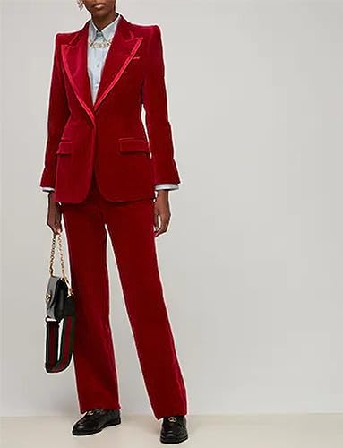 Kromoc Women's Velvet Blazer Peak Lapel Dinner Daily Suit Coat4