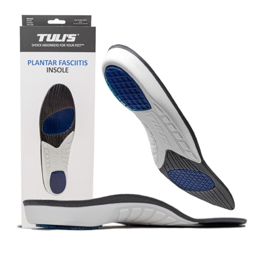 Tuli's Plantar Fasciitis Insoles, Full-Length Premium Shock-Absorbing Support for Arch and Foot Pain, 1 Pair, Large