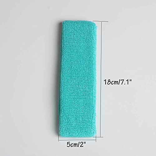 Image of Cotton Sweatband Headbands,Pack of 12,Elastic Stretchy Sport Terry Cloth Sweat Bands,Yoga Workout Fitness Exercise Basketball Headband