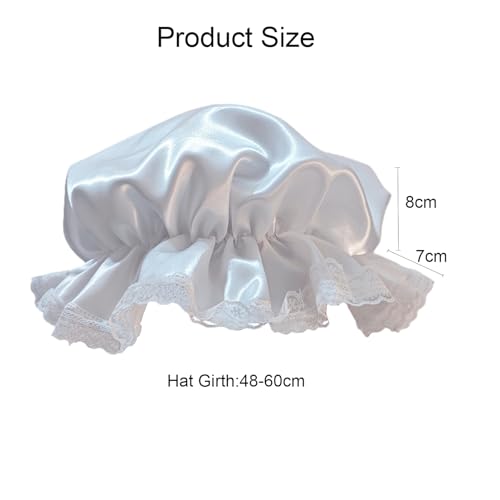 White Mob Cap Night Cap Bonnets for Women Grandma Costume Colonial Costume Lace Night Hat Accessories for Girls and Women3