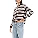 Women's Striped Rugby Shirts Button Up Y2k Long Sleeve Vintage Tee Polo Shirt Preppy Top for Teen Girls Grunge Clothes Brown