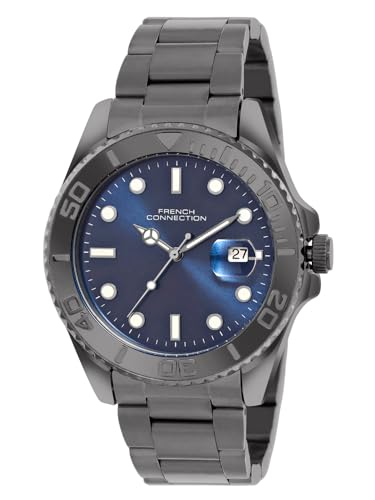 Image of French Connection Apex Blue Round Dial | Stainless Steel Strap | Date Window Display | Wrist Watch for Men - FCH17GNM