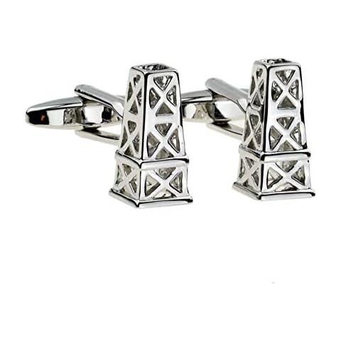 GIFTSEARCH Land Based Oil Rig Cufflinks Presented in a Black velvet Pouch (X2AJ144) Cover