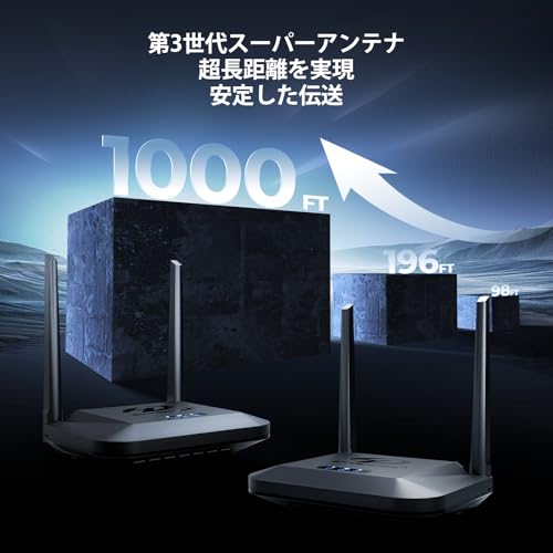 undefined ワイヤレスHDMI 無線送受信機、プライバシー暗号化対応、4K/30Hz解像度デコード&伝送対応【2025年モデル】、最大300メートル伝送、HDMIループアウト、IRリモート拡張、デュアル冷却システム、9チャンネル周波数切替、1TX→3RX接続対応、STB・PC・DVD・CCTVの映像をTV・プロジェクター・モニターへストリーミング の商品画像 3