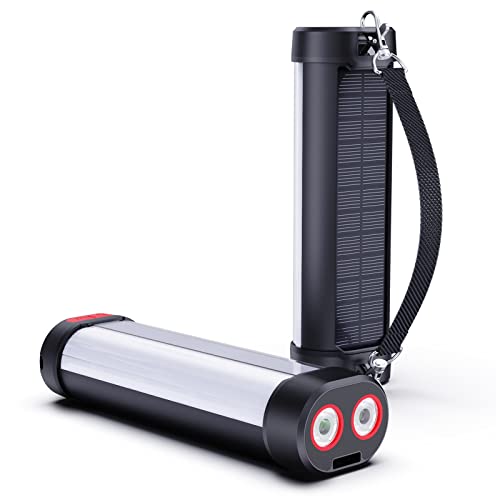 LED Solar Campinglampe, Tragbare Camping Laterne mit Taschenlampe, 5 Modi/ Magnetisch/ 3000mAh, Aufladbar Multifunktion Zeltlampe für Outdoor Wandern Camping Cover