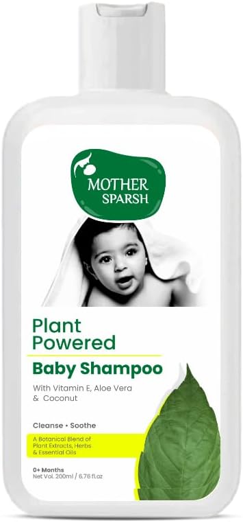 Mother Sparsh Plant Powered Natural Baby Shampoo With Vanilla Oil, Vitamin E & Coconut Oil | Nourishes Baby's Scalp & Hair - 200ml