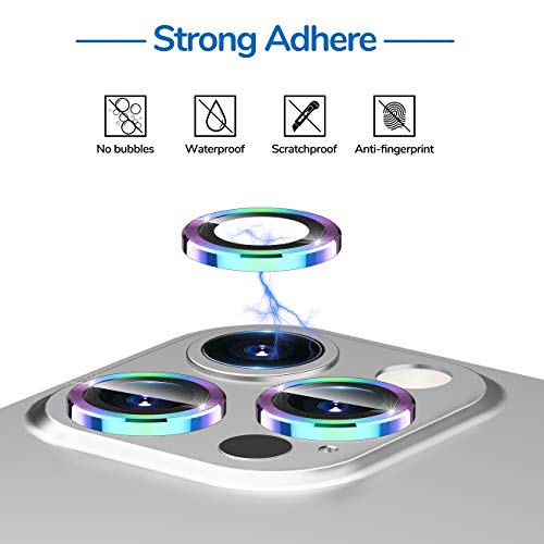 [5 Pack] UniqueMe Camera Lens Protector Compatible for iPhone 12 Pro Max 6.7 inch, [Precise Cutout] Camera Cover Circle Tempered Glass - Rinbow - Thumbnail 4