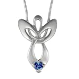Loving Family Sterling Silver September Swarovski Crystal Guardian Angel Necklace - 16' Long