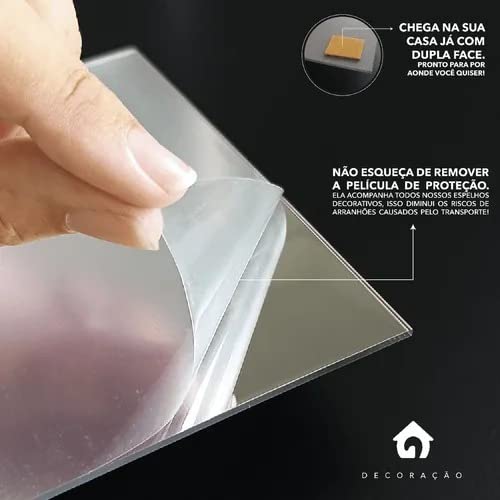 Conjunto Kit 6 Peças de Espelhos Decorativos de Parede Em Acrilico Espelhado Prime Para Sala Aparado