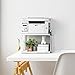 Printer Stand Under Desk Printer Table with Wheels 2 Tier Small Printer Cart with Storage Bag Desktop White Printer Stands for Home Office Fax Machine Scanner Files (White)