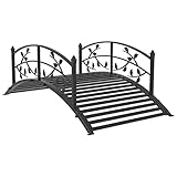 Mingyall 4 Ft Garden Metal Arch Bridge, Backyard Iron Bridge with Security Guardrail, Steel Footbrid