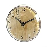 Reloj de pared con lechón, relojes de cuarzo silenciosos de 7 cm, diseño impermeable antivaho, Ea-sy en vidrio liso, gestión para cocina y baño (madera)