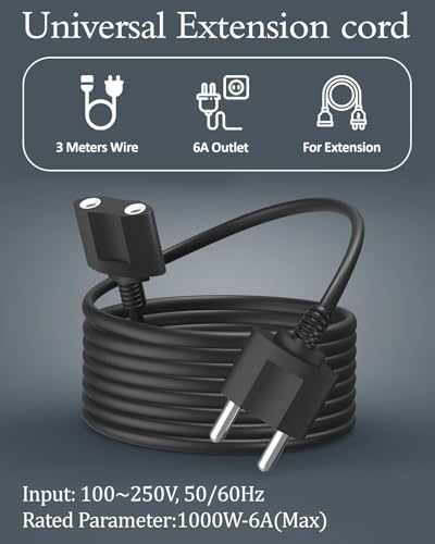 Image of FEDUS Long 1.5m 22AWG Male to Female 2 Pin Power Extension Cord Wire, 6amp Indoor Outdoor Power Cord Extension Electrical Extender Power Cable for appliances, Electronics, and Power Tools.