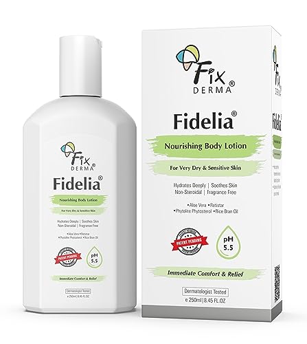 Image of Fixderma Fidelia Nourishing Body Lotion | Moisturizer for face & Body | Body lotion for Women & Men | Body Lotion for Sensitive & Very dry skin with Rice Brain Oil & Aloe vera - 250ml