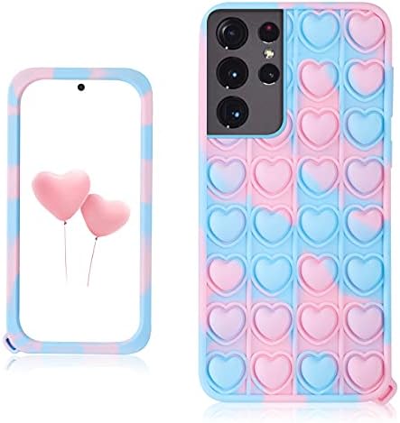 Qerrassa Blue Heart Classic Silicone Case for Samsung Galaxy S10 Plus S10+,Cute Cartoon Fidget Cover Kids Girls Fun Soft Cases Funny Stylish Kawaii Unique Design for Samsung Galaxy S10 Plus S10+