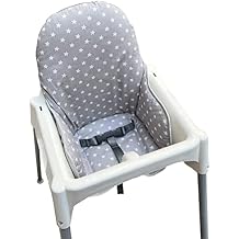 ZARPMA Cotton Seat Covers Compatible for IKEA Antilop Highchair,Cotton Surface and Cotton Padded Foldable Baby Highchair Cover for Child Chair CushionGrey Star