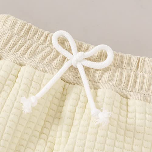 Younger Tree Newborn Baby Boy Girl Clothes Long Sleeve Romper Top Pant Set Solid Bodysuit Infant Baby Fall Winter Outfits 0-24M (Beige, 3-6 Months) #TOP4