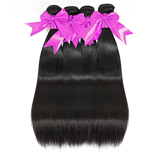 Straight 4 Bundles 9A 100% Unprocessed Straight Hair Bundles Brazilian Virgin Hair Weave Human Hair Extension (20 22 24 26 inch)