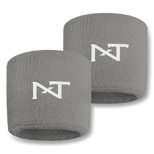 1 Pair Nxtrnd Sports Wristbands, Sweat-Absorbent Sweat Bands, Accessory for Football, Basketball, Tennis (Grey)