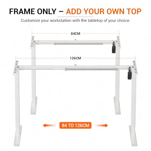Image of Lukzer Electric Height Adjustable Desk Frame with Single Motor (EST-003-F /White) Strong Metal Sit Stand Table Base with LED Control Panel, 3 Memory Presets, DIY Workstation Frame 84-126 cm Width