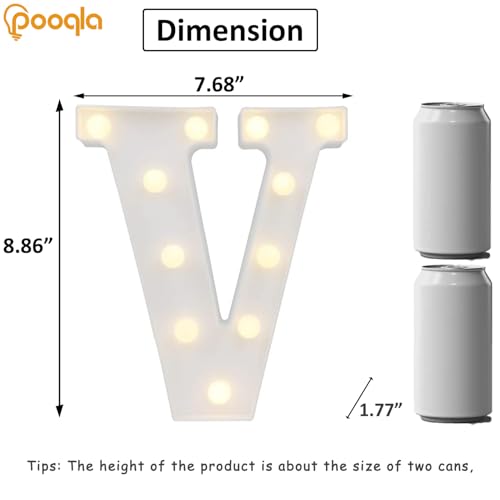 Image of Pooqla LED Marquee Letter Lights Sign, Light Up Alphabet Letter for Home Party Wedding Decoration V