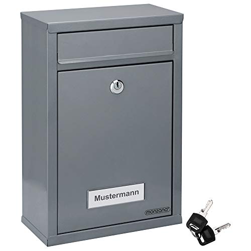 Image of MONZANA® Lockable Post Boxes Wall Mounted Waterproof Letter Boxes with 2 Keys Weatherproof Galvanised Metal With Letter Box Flap & Name Plates Modern Design Mail Post Box System | Silver