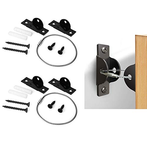 2 Pack Anti-tip Wall Anchor Kit Metal Furniture Anchors for Baby Proofing, Earthquake Tip Resistant Furniture Brackets, Furniture Secure Straps for Dresser Cabinet Bookshelf