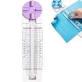 Taglierina portatile 4 in 1, tagliacarte, multifunzione, strumento per scrapbooking, con righello laterale di sicurezza per tagliare curve tratteggiate dritte e linee di piegatura (viola)