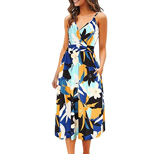 SHOBDW Robes Été Robes d'été pour Femmes pour Femmes Slim sans Manches Encolure dégagée A Line Flare Sun Dresses Robe Pull De Noël Cover