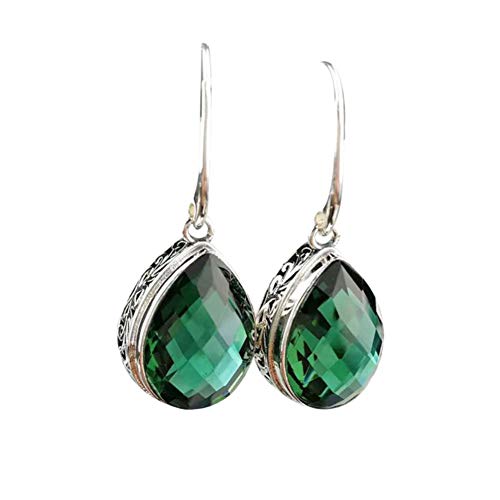 Pendientes de plata de ley 925 con circonitas verdes para diario y eventos