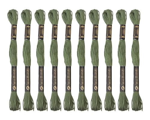 Image of 12 Skeins Embroidery Cotton Floss is 100% Egyptian Long Fiber Cotton of 8.75yds Each Cottons Cross Stitch Thread for Hand Embroidery DIY Creation and Friendship Bracelet String. (12, Dark Green)