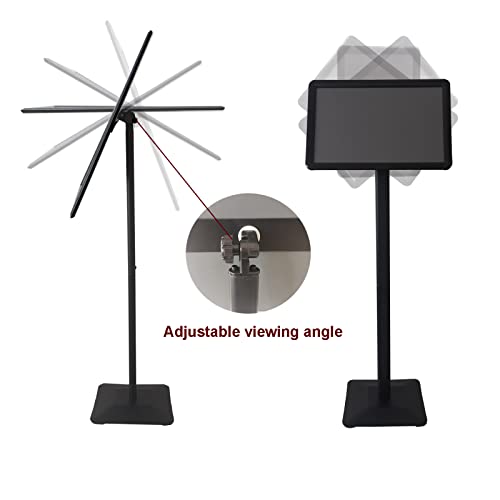 Huazi Sign Stand Floor Holder Stand 11×17 Poster Display Stand With Heavy Duty Base Round Corner & Graphics,Both Vertical & Horizontal View Displayed For Indoor Outdoor,Black #TOP4