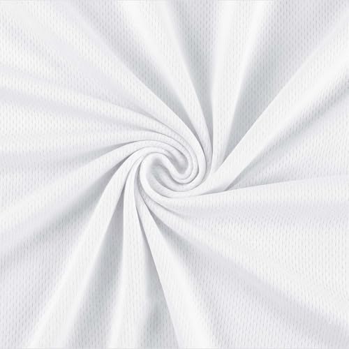 Q&J Fabric Co. 65'' Wide Pro Mesh Medium Weight 1 Yards Jersey Fabric by The Yard White, Air Hole Quick Drying Athletic Mesh Fabric Breathable for Sewing T-Shirt Soccer Basketball Uniforms