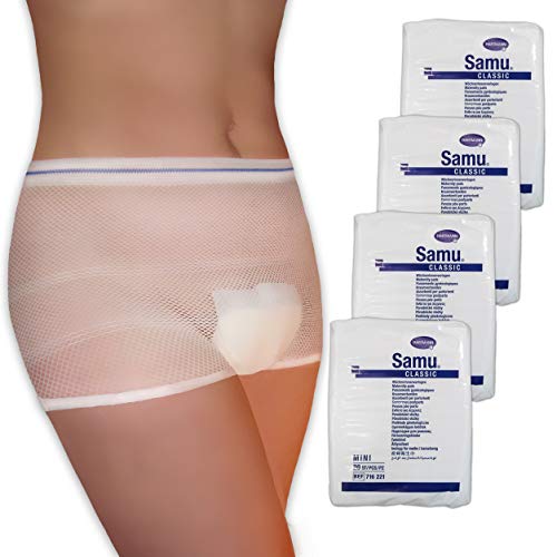 Kombi-Spar-Paket: 4x20Stk. SAMU Classic MINI (6,5x22cm) Wöchnerinnen Vorlagen PLUS 8Stk. waschbare Wochenbett Slips, wählbare Größe (Größe 2) Cover