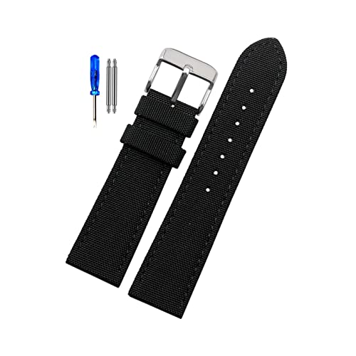 [IVTONNKJC] 18/20/22/23/24mm �s���o�b�N��/�f�v���C�����g�o�b�N�� �X�|�[�c�i�C�����E�H�b�`�X�g���b�v �N�H�[�c�E�H�b�` �@�B�����v�p(Black Silver,20mm)