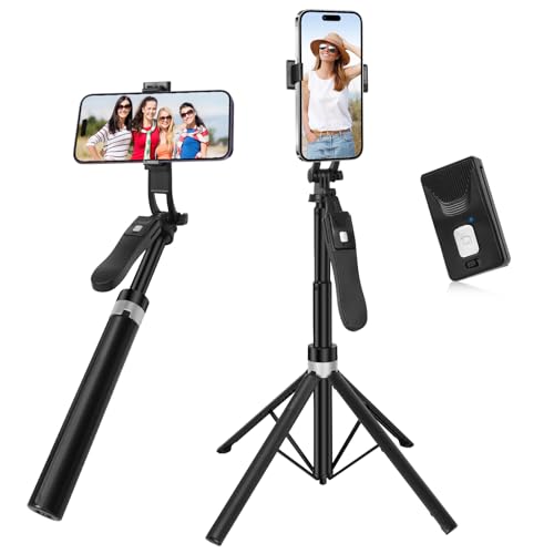 180cm Selfie Stick Stativ, 360° Drehbar Selfiestick, Camera Tripod, Handy Stativ für Smartphone, Handyhalterung, Tripod für iPhone, Handystativ Kompatibel mit iPhone Android Smartphones, Camera