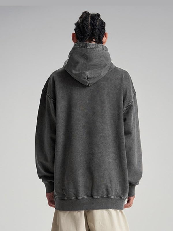 Vamtac Hoodies for Men Oversized Acid Washed Cotton Hooded Sweatshirt Vintage Heavyweight Hoodie Pullover Streetwear