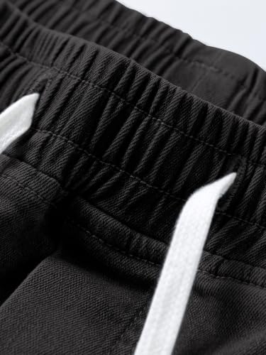Image of JMIERR Men's Elastic Waist Cargo Jeans Stretch Denim Pants with Drawstring Straight Leg for Casual Daily Wear