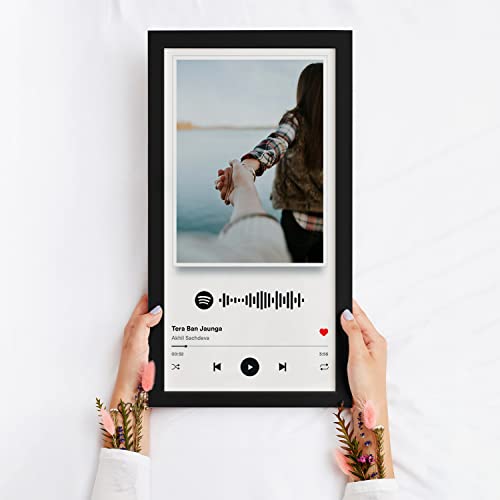 Image of Ritwika's Personalized Desk Photo Frame With Customizable Spotify Song And Photo Of Your Choice | Custom Picture Plaque For Your Loved Ones (Wall Spotify 7.5 x 13.5 Inch), Synthetic Wood, Set of 1