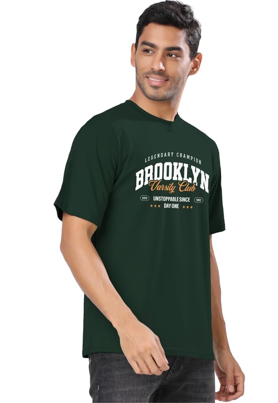 Image of London Hills Men's Cotton Oversized Fit Casual Printed Round Neck, Oversized Drop Shoulder T-Shirt