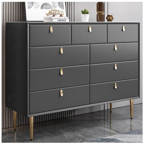FICHET Commode Blanche Commode à 9 Tiroirs, Dressers Bedroom Funiture, Rock Slab Countertop Wood Dresser, Chest of Drawers Dresser for Bedroom, Larger Drawer...