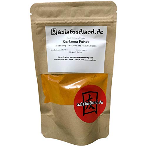 Asiafoodland - Kurkuma / Curcuma - Haldi - Tumeric - Gelbwurz - Pulver, 1er Pack (1 x 80 g)