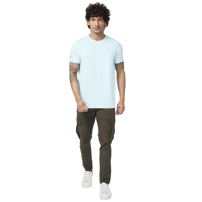 Image of Spykar Men's Slim Fit Round Neck Half Sleeve Solid Casual T-Shirt