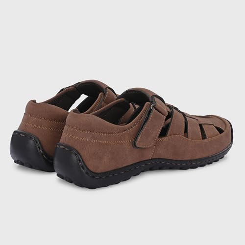 Image of Centrino Men's Fisherman Sandals | Cushioned Insole & Hook & Loop Straps | Trendy Sporty Design with Premium Upper | Closed-Toe Sandals for Travel & Walking (6620)