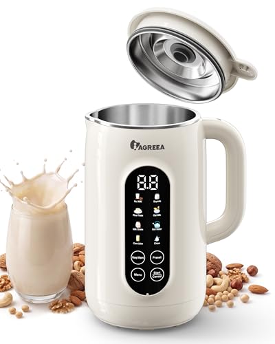 IAGREEA 10-in-1 Nut Milk Maker Machine 304 Stainless Steel Lid BPA Free, 35oz Soy Milk Maker for Homemade Milkshake/Nut/Oat/Plant-Based Drink, 10 Blades Blenders with Delay Start/Boil Water/Self Clean