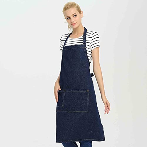 Delantales de Estilista para Mujeres con Bolsillos Delantales de Mezclilla para Hombres Delantal de Parrilla de Barbacoa Sin Mangas para restaurantes Barista