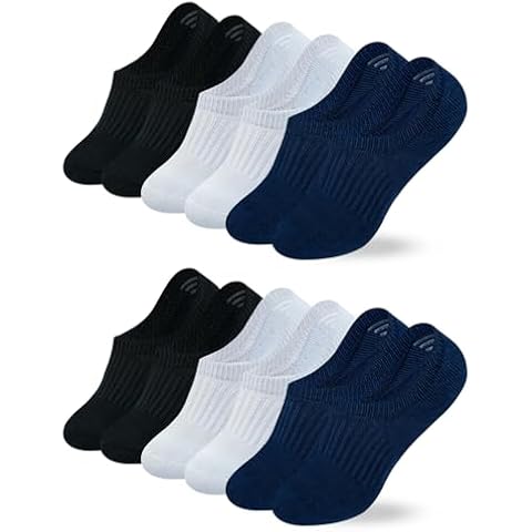RATIVE Cushion Invisible Cotton No Show Low Cut Socks for Unisex Men Women (Medium,6-pairs/2black+2white+2navy) Cover